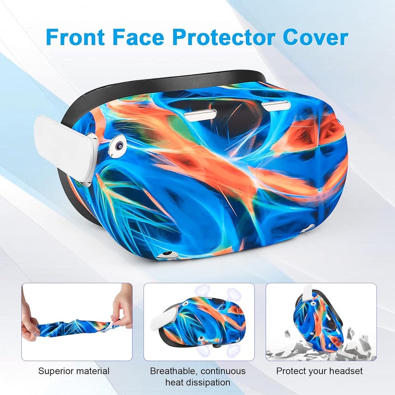 Relohas for Oculus Quest 2 Accessories, VR Accessory Set for Meta Quest 2, Include Controller Grip Leather Cover, VR Shell Cover, Face Cover, The Best Gifts for Christmas and Halloween(Aurora) - Image 3